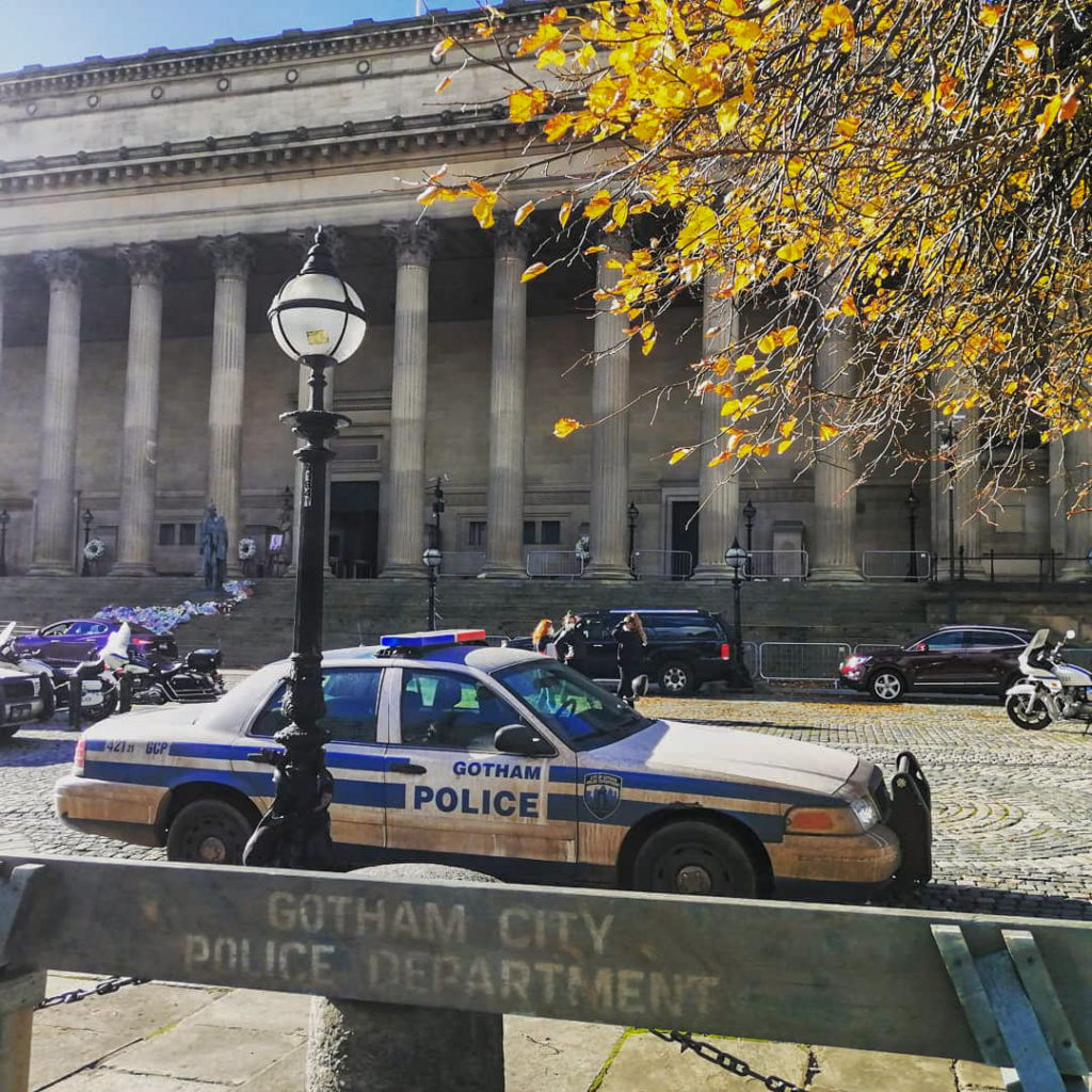 Gotham City Police Car with St George's Hall in Liverpool