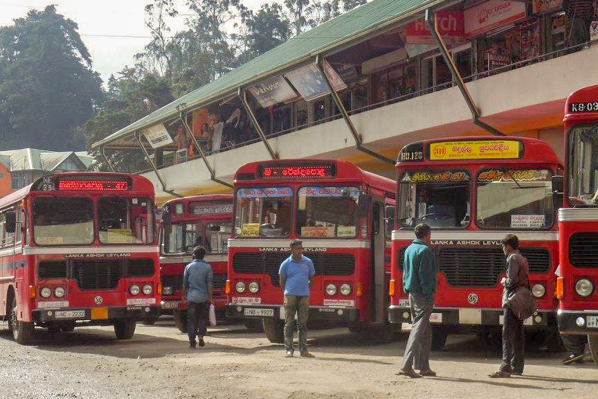 Buses lined up at Sri Lankan Bus Station