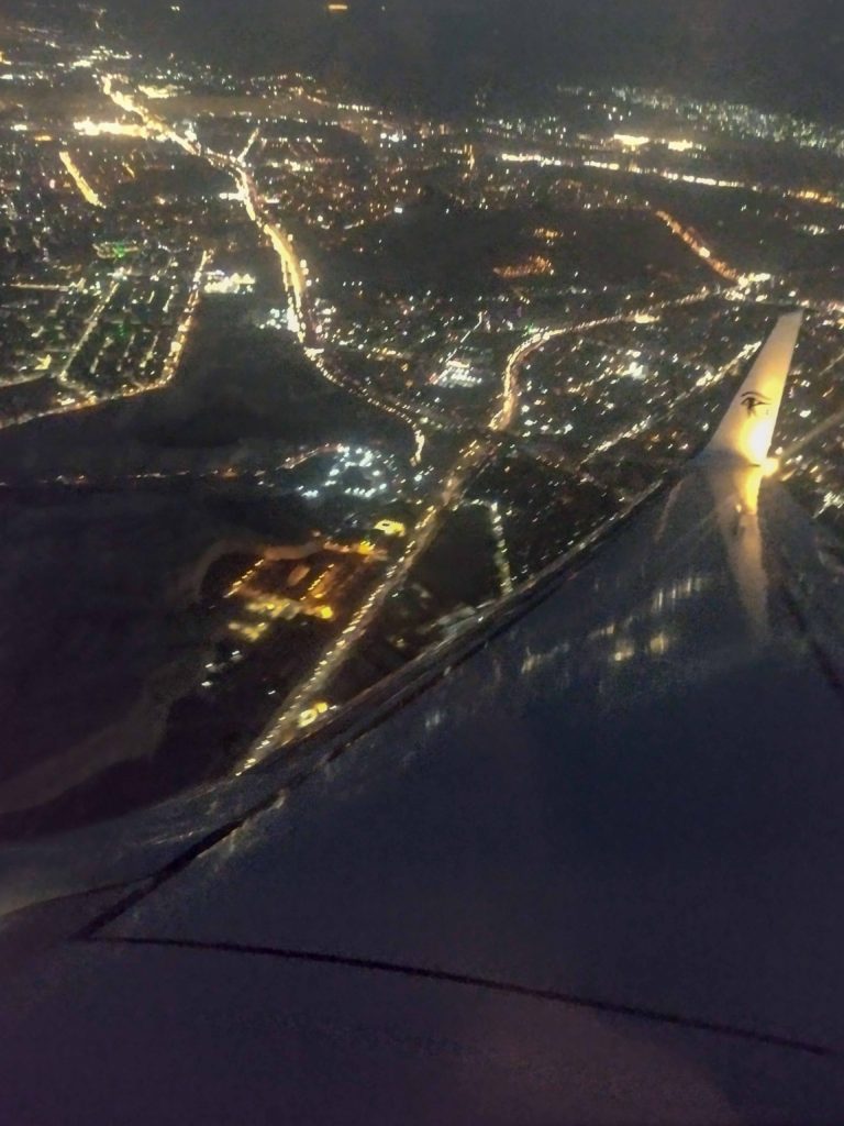 View of Plane Wing and Cairo, Egypt from a Plane window