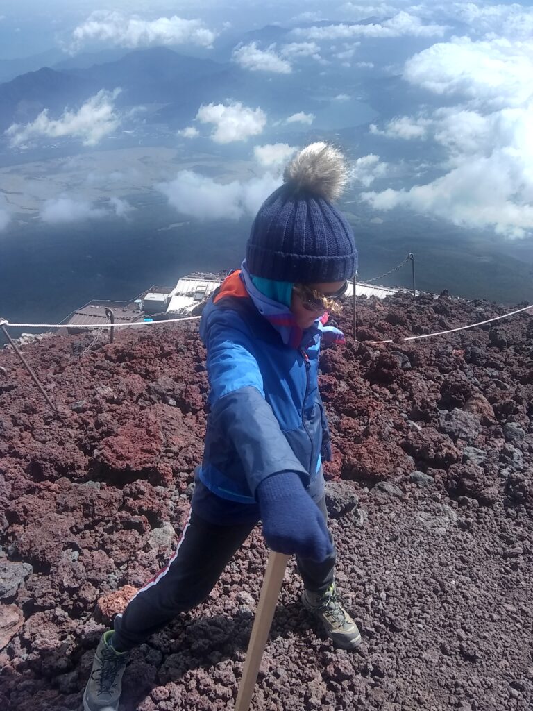 Child stood on Mt Fuji